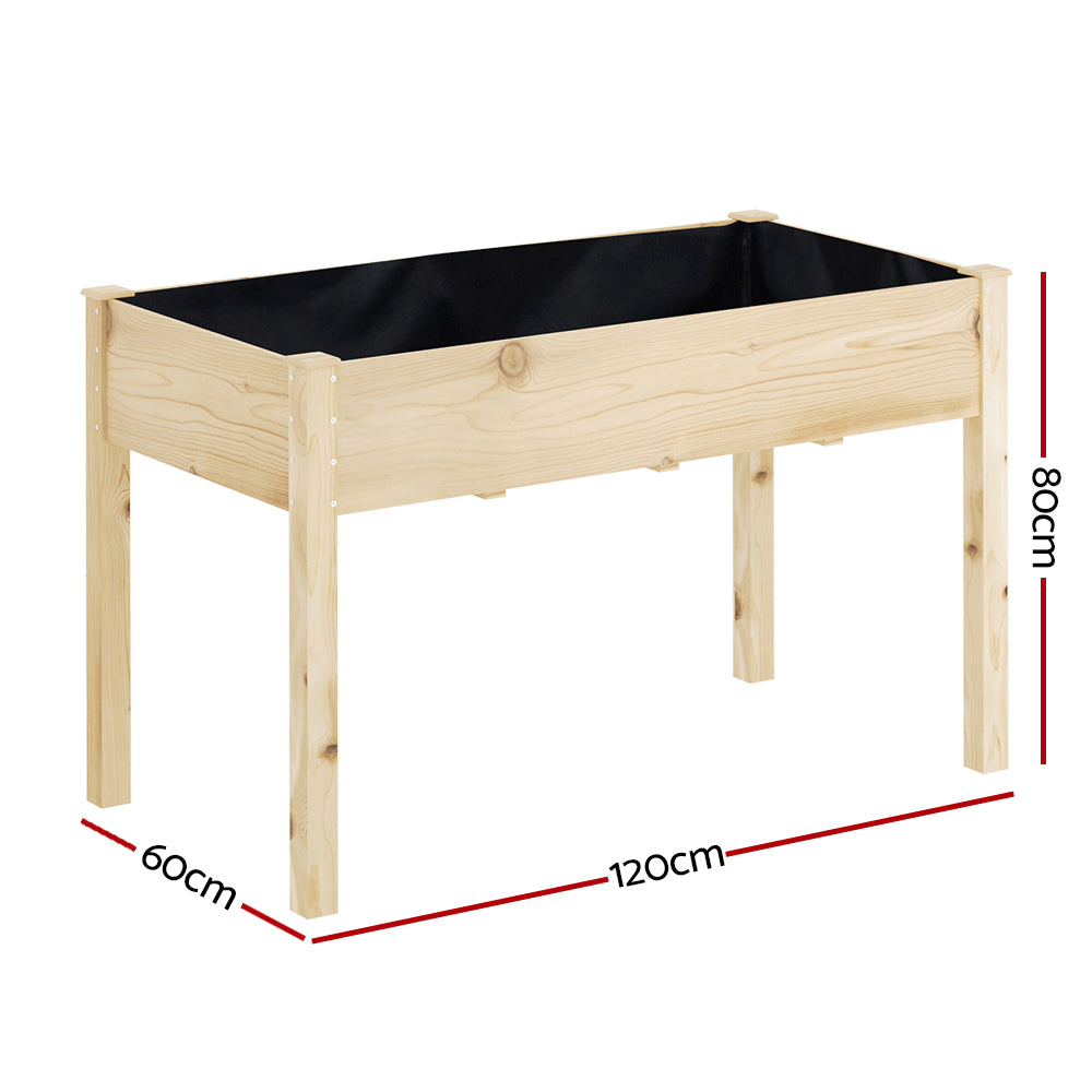 Green Fingers Garden Bed Elevated 120x60x80cm Wooden Planter Box Raised Container - Image 2