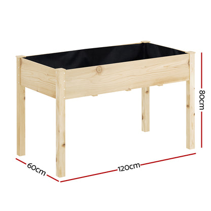 Green Fingers Garden Bed Elevated 120x60x80cm Wooden Planter Box Raised Container - Image 2