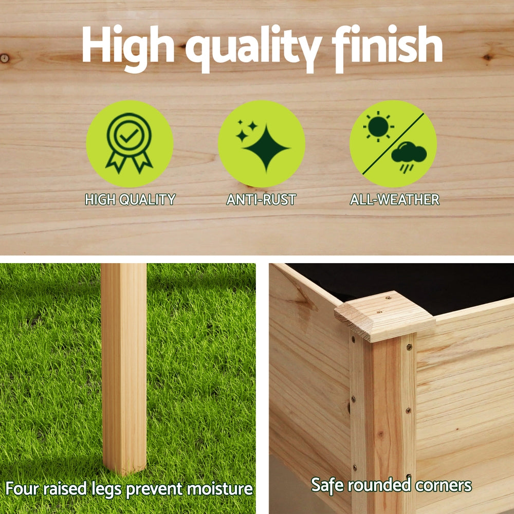 Green Fingers Garden Bed Elevated 120x60x80cm Wooden Planter Box Raised Container - Image 6