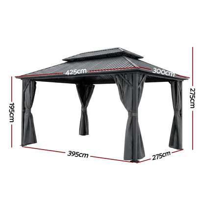 Instahut 3x4.25m Gazebo Hardtop Steel Roof Outdoor Pavilion - Image 2