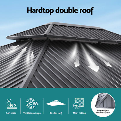 Instahut 3x4.25m Gazebo Hardtop Steel Roof Outdoor Pavilion - Image 5