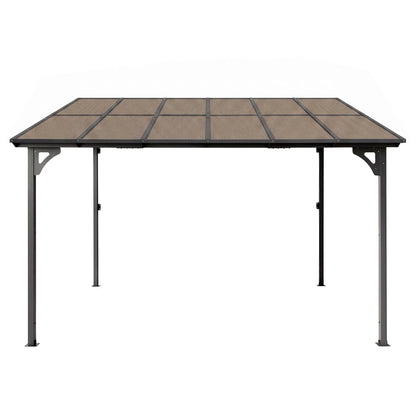Instahut Gazebo Lean-To Pergola Garden Patio Polycarbonate 356cm X 275cm Brown - Image 3
