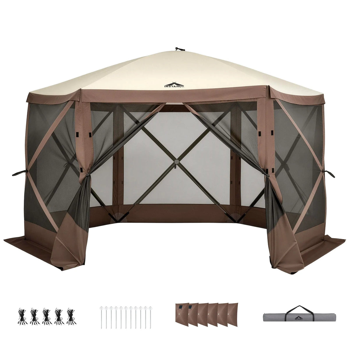 Instahut Gazebo Pop Up Tent 3.6x3.6m Outdoor Marquee Camping Screen w/Curtain Net