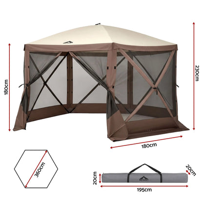 Instahut Gazebo Pop Up Tent 3.6x3.6m Outdoor Marquee Camping Screen w/Curtain Net - Image 2