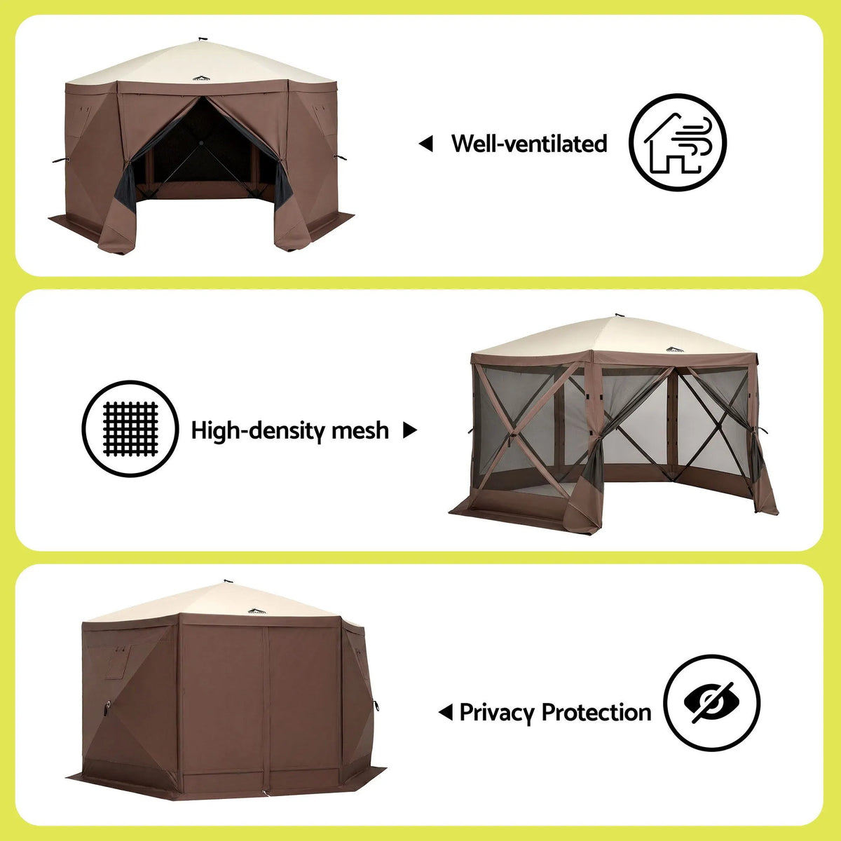 Instahut Gazebo Pop Up Tent 3.6x3.6m Outdoor Marquee Camping Screen w/Curtain Net - Image 6