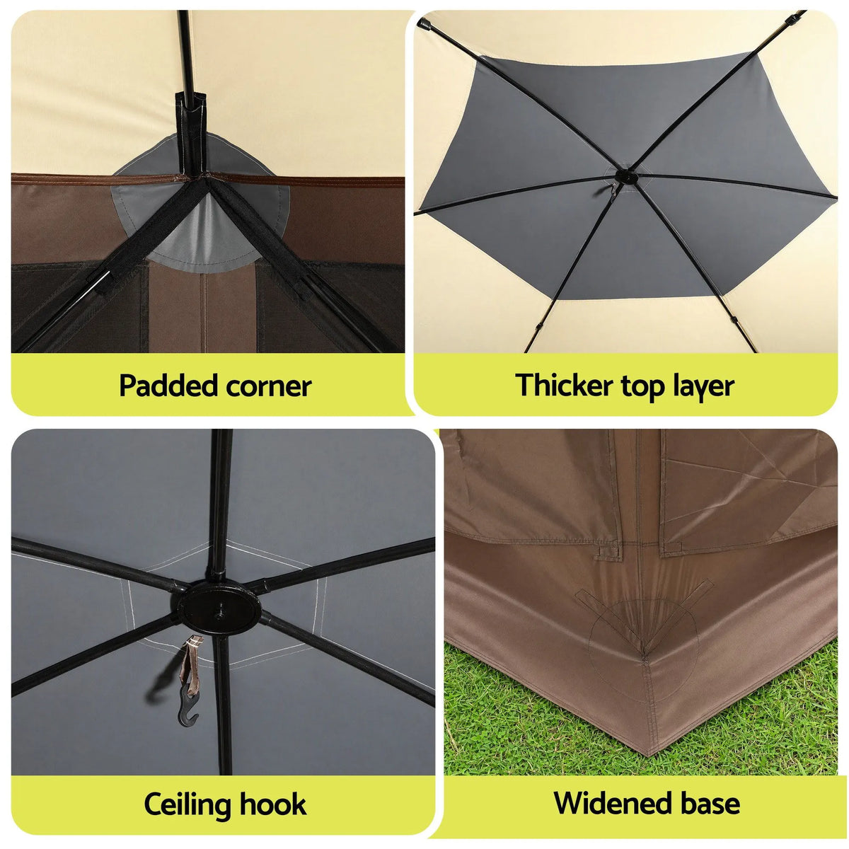 Instahut Gazebo Pop Up Tent 3.6x3.6m Outdoor Marquee Camping Screen w/Curtain Net - Image 8