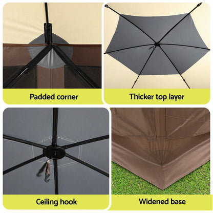 Instahut Gazebo Pop Up Tent 3.6x3.6m Outdoor Marquee Camping Screen w/Curtain Net - Image 8