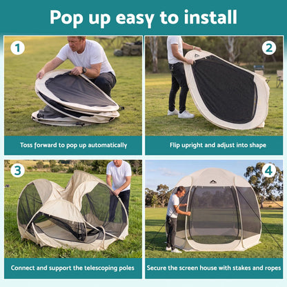 Instahut Gazebo Pop Up Tent 2.7x1.35m Outdoor Marquee Camping Screen 6 Sided - Image 6