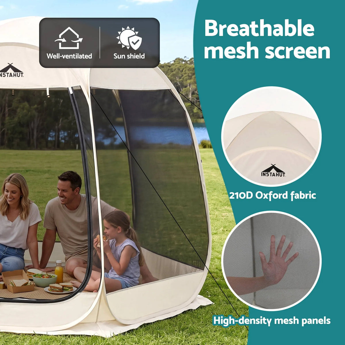 Instahut Gazebo Pop Up Tent 2.7x1.35m Outdoor Marquee Camping Screen 6 Sided - Image 8