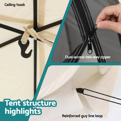 Instahut Gazebo Pop Up Tent 2.7x1.35m Outdoor Marquee Camping Screen 6 Sided - Image 9