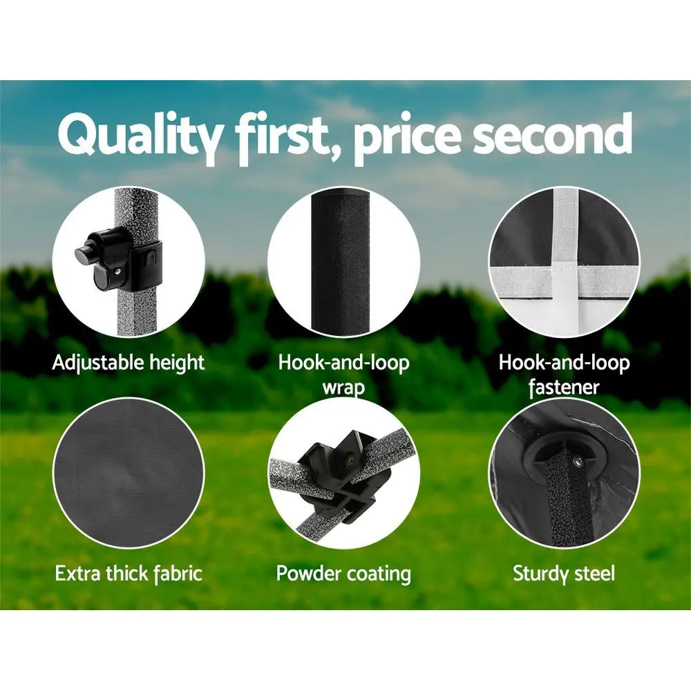 Instahut Gazebo 3x3 Pop Up Marquee Folding Tent Wedding Gazebos Camping Outdoor Shade Canopy Black - Image 6