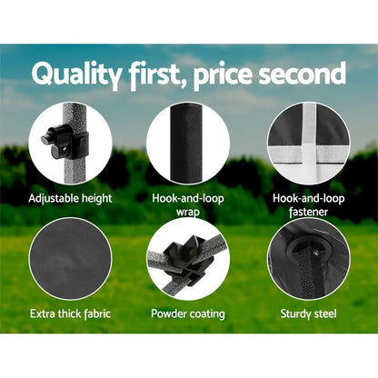 Instahut Gazebo 3x3 Pop Up Marquee Folding Tent Wedding Gazebos Camping Outdoor Shade Canopy Black - Image 6