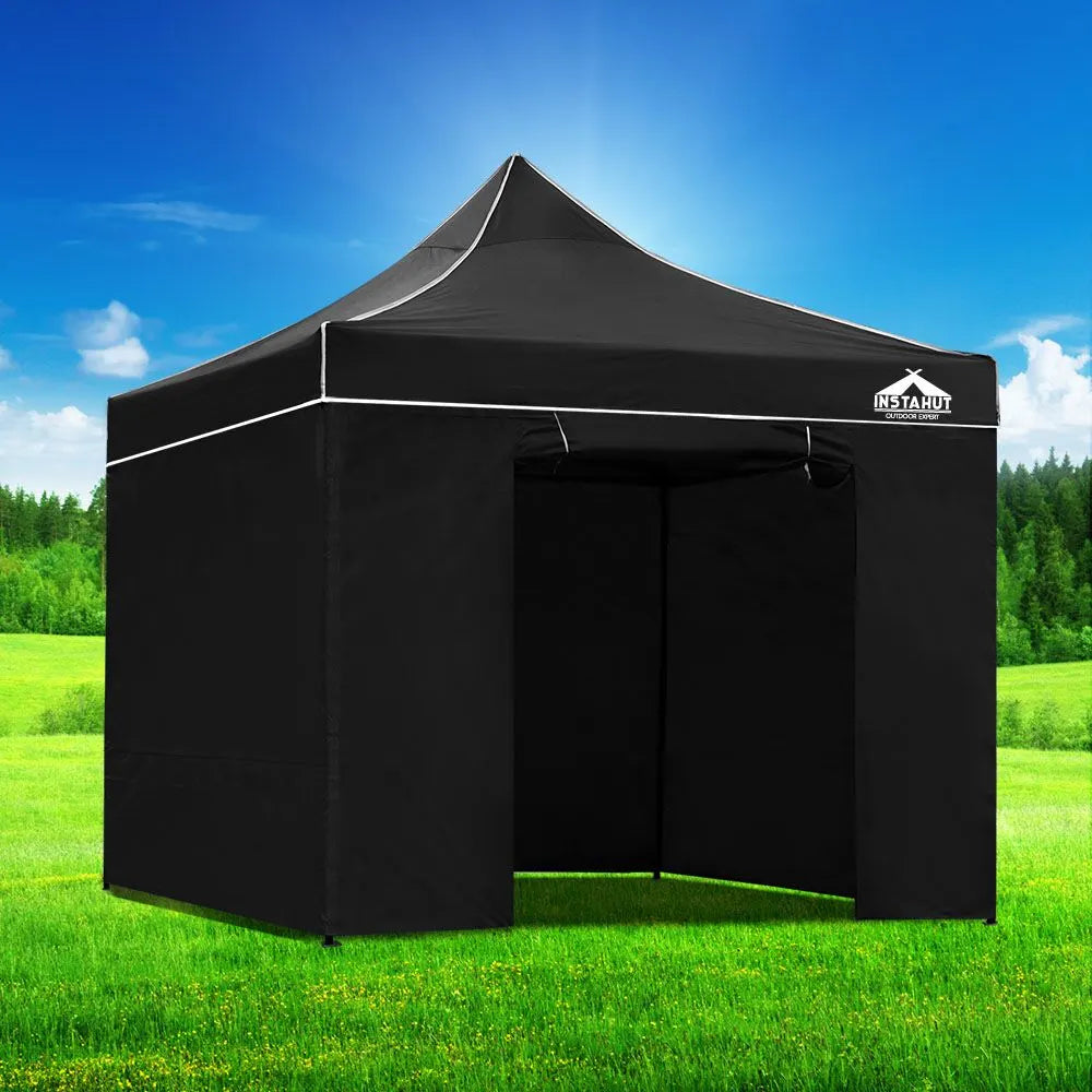 Instahut Gazebo 3x3 Pop Up Marquee Folding Tent Wedding Gazebos Camping Outdoor Shade Canopy Black - Image 7