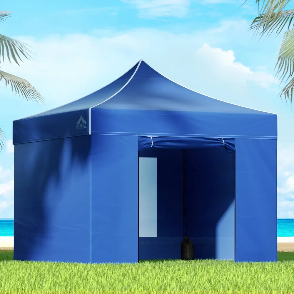 Instahut Gazebo Pop Up Marquee 3x3 Folding Tent Wedding Gazebos 500D Oxford Blue