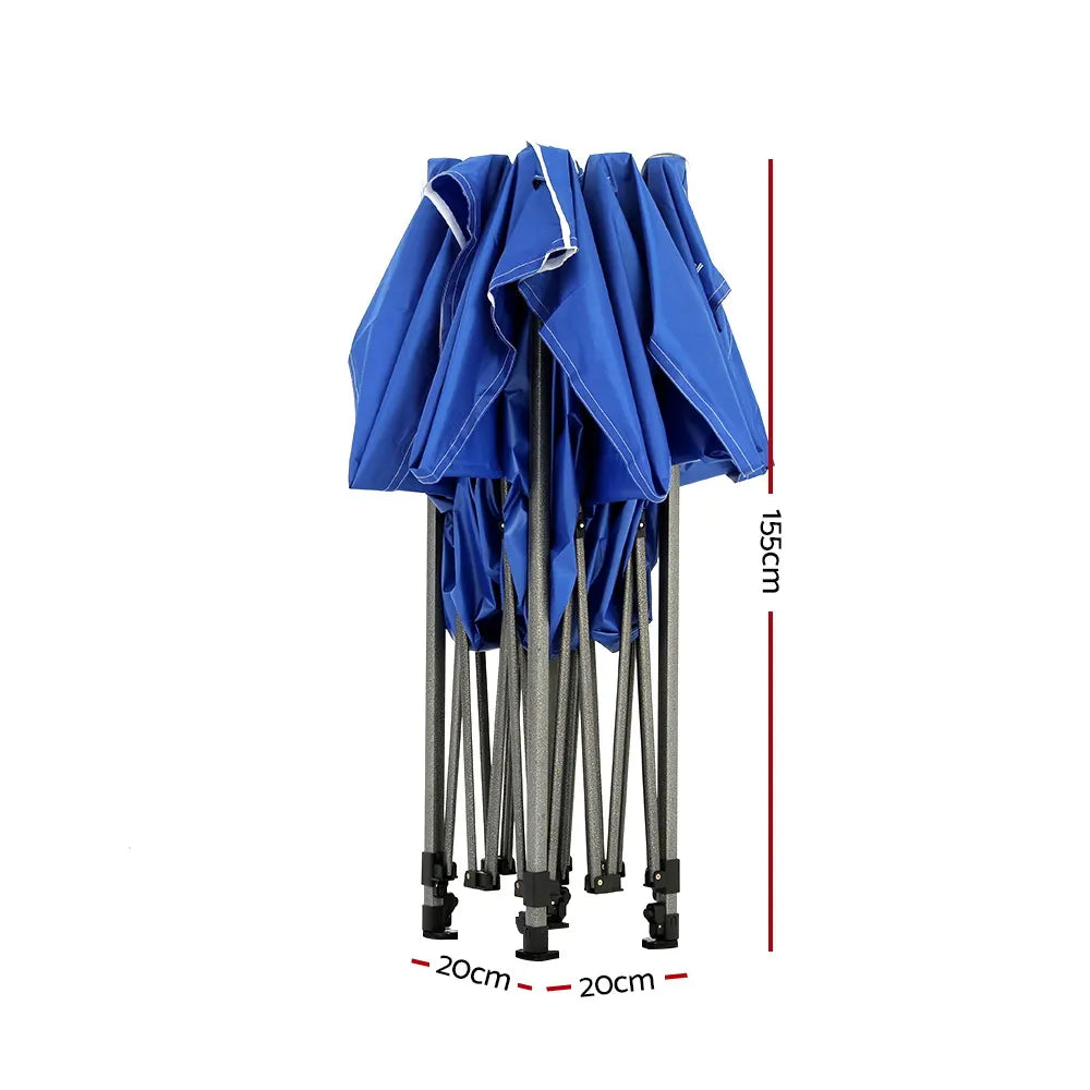 Instahut Gazebo Pop Up Marquee 3x3 Folding Tent Wedding Gazebos 500D Oxford Blue - Image 3