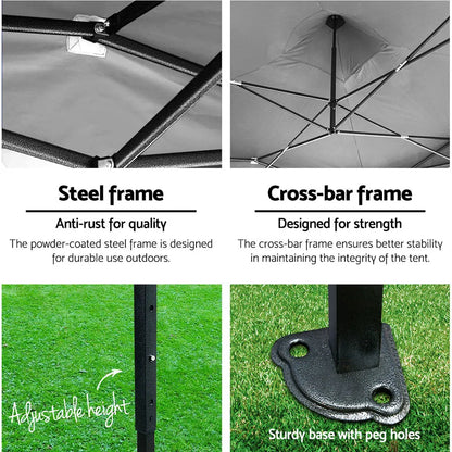 Instahut Gazebo Pop Up Marquee 3x3 Folding Tent Wedding Gazebos 500D Oxford Blue - Image 4
