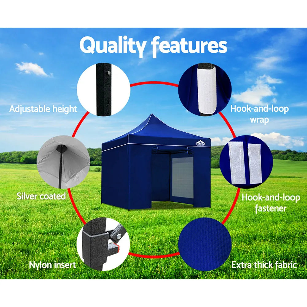 Instahut Gazebo Pop Up Marquee 3x3 Folding Tent Wedding Gazebos 500D Oxford Blue - Image 6
