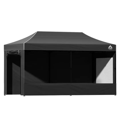 Instahut Gazebo 3x6 Pop Up Marquee Folding Tent Wedding Gazebos Camping Outdoor Shade Canopy Black - Image 8