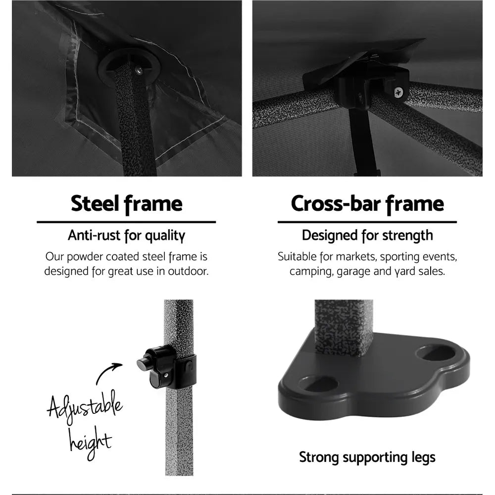 Instahut Gazebo 3x6 Pop Up Marquee Folding Tent Wedding Gazebos Camping Outdoor Shade Canopy Black - Image 4