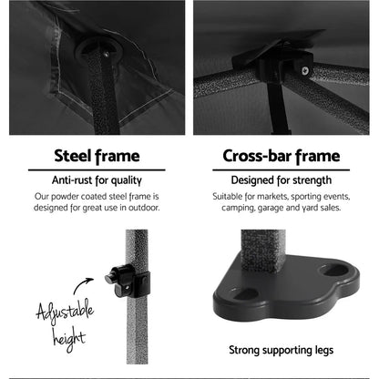 Instahut Gazebo 3x6 Pop Up Marquee Folding Tent Wedding Gazebos Camping Outdoor Shade Canopy Black - Image 4