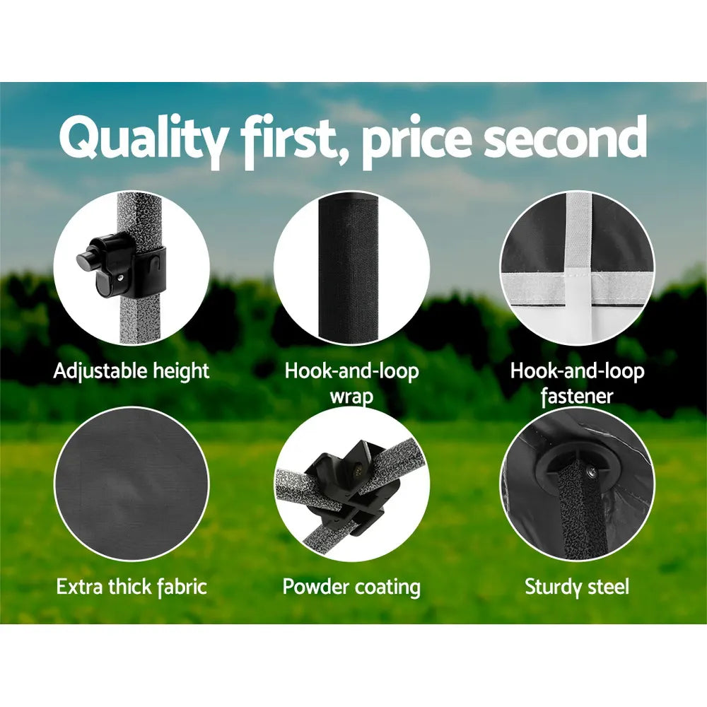 Instahut Gazebo 3x6 Pop Up Marquee Folding Tent Wedding Gazebos Camping Outdoor Shade Canopy Black - Image 6