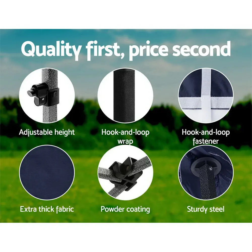 Instahut Gazebo Pop Up Marquee 3x6 Folding Tent Gazebos Camping 500D Oxford Navy - Image 6