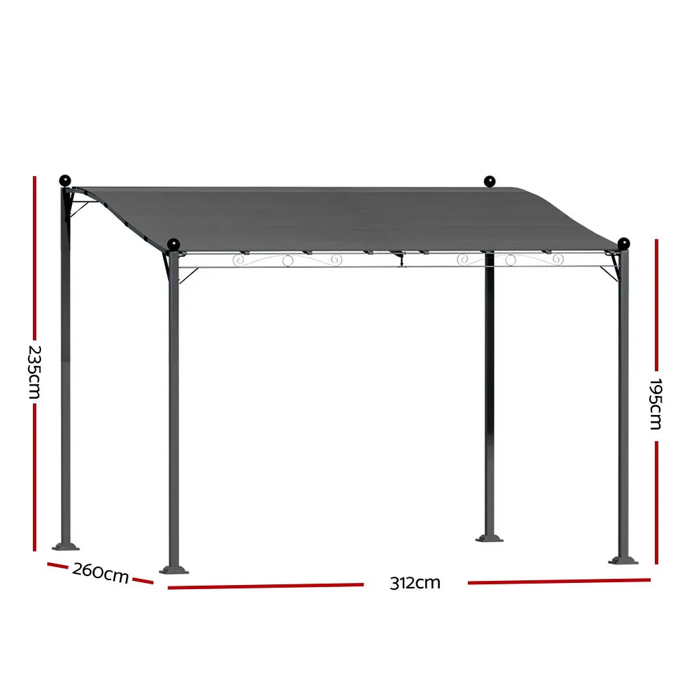 Instahut Gazebo Marquee 3m Outdoor Event Wedding Tent Camping Party Shade Iron Art Canopy Grey - Image 2