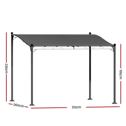 Instahut Gazebo Marquee 3m Outdoor Event Wedding Tent Camping Party Shade Iron Art Canopy Grey - Image 2