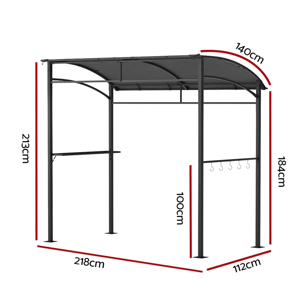 Instahut Gazebo Outdoor BBQ Grill Patio Garden Marquee Shade Shelter Shelf Hooks Grey - Image 2