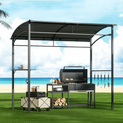 Instahut Gazebo Outdoor BBQ Grill Patio Garden Marquee Shade Shelter Shelf Hooks Grey - Image 7