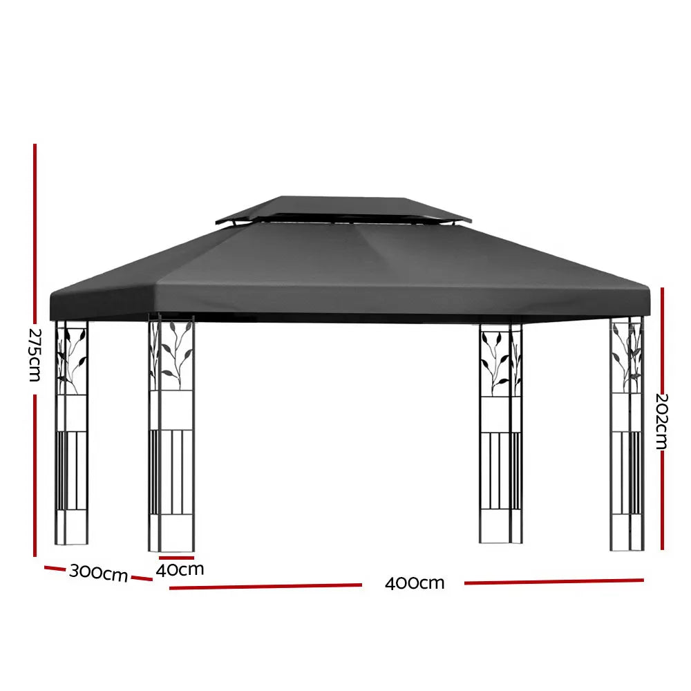 Instahut Gazebo 4x3m Marquee Outdoor Wedding Party Event Tent Home Iron Art Shade Grey - Image 2