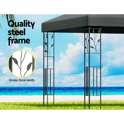 Instahut Gazebo 4x3m Marquee Outdoor Wedding Party Event Tent Home Iron Art Shade Grey - Image 5