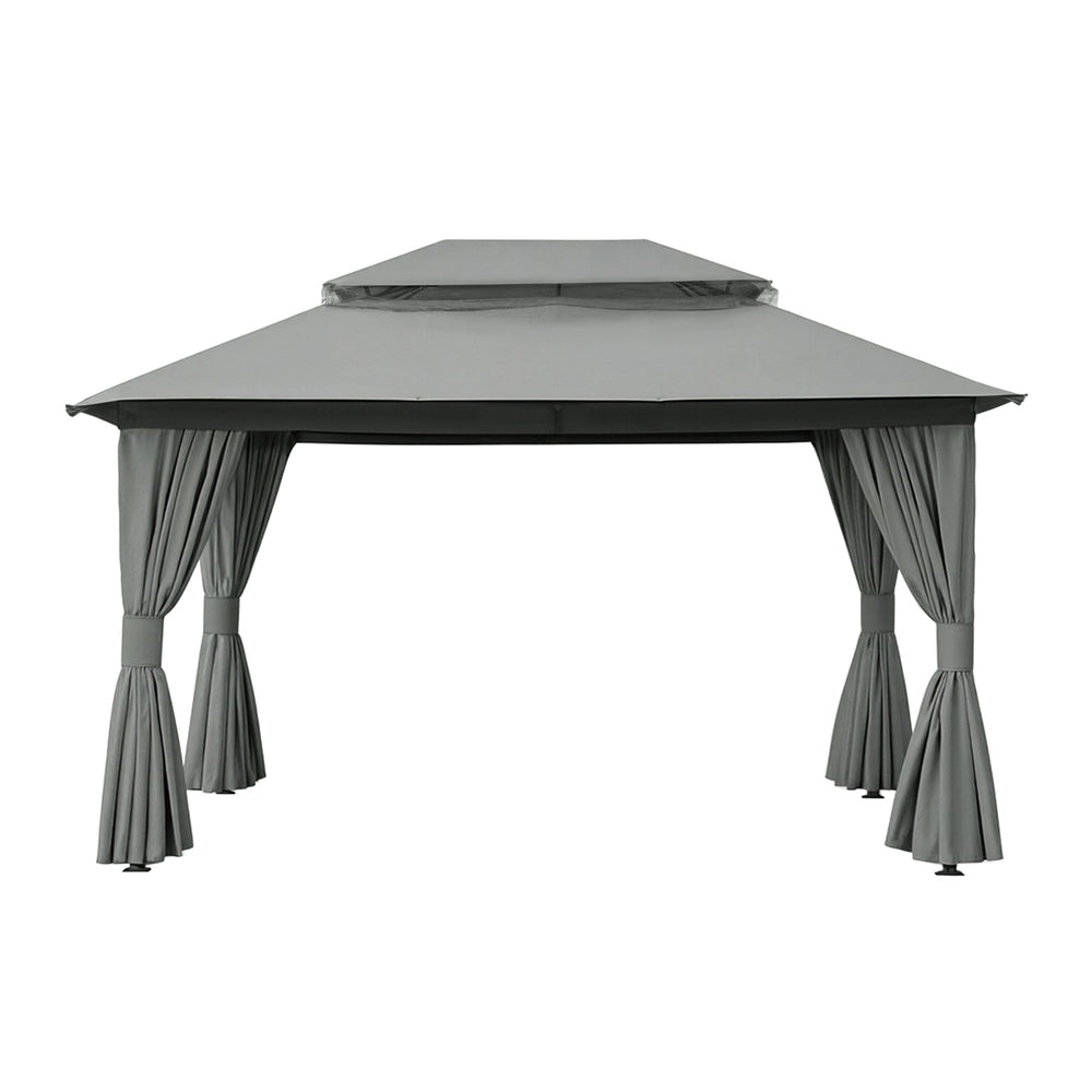 Instahut Gazebo 3x4m Canopy Outdoor Steel Frame Patio Tent Curtains Marquee Grey - Image 3