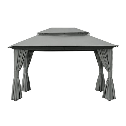Instahut Gazebo 3x4m Canopy Outdoor Steel Frame Patio Tent Curtains Marquee Grey - Image 3