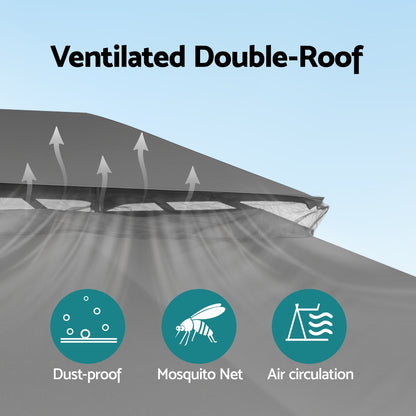 Instahut Gazebo 3x4m Canopy Outdoor Steel Frame Patio Tent Curtains Marquee Grey - Image 5