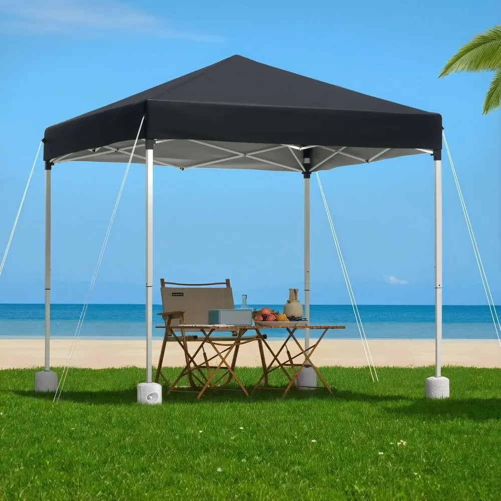 Instahut Gazebo 2x2m Outdoor Patio Garden Marquee Shade w/ Base Pods Black - Image 7