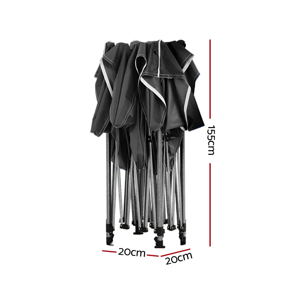 Instahut Gazebo Pop Up Marquee 3x3m Folding Tent Wedding Outdoor Camping Canopy Gazebos Shade Black - Image 3