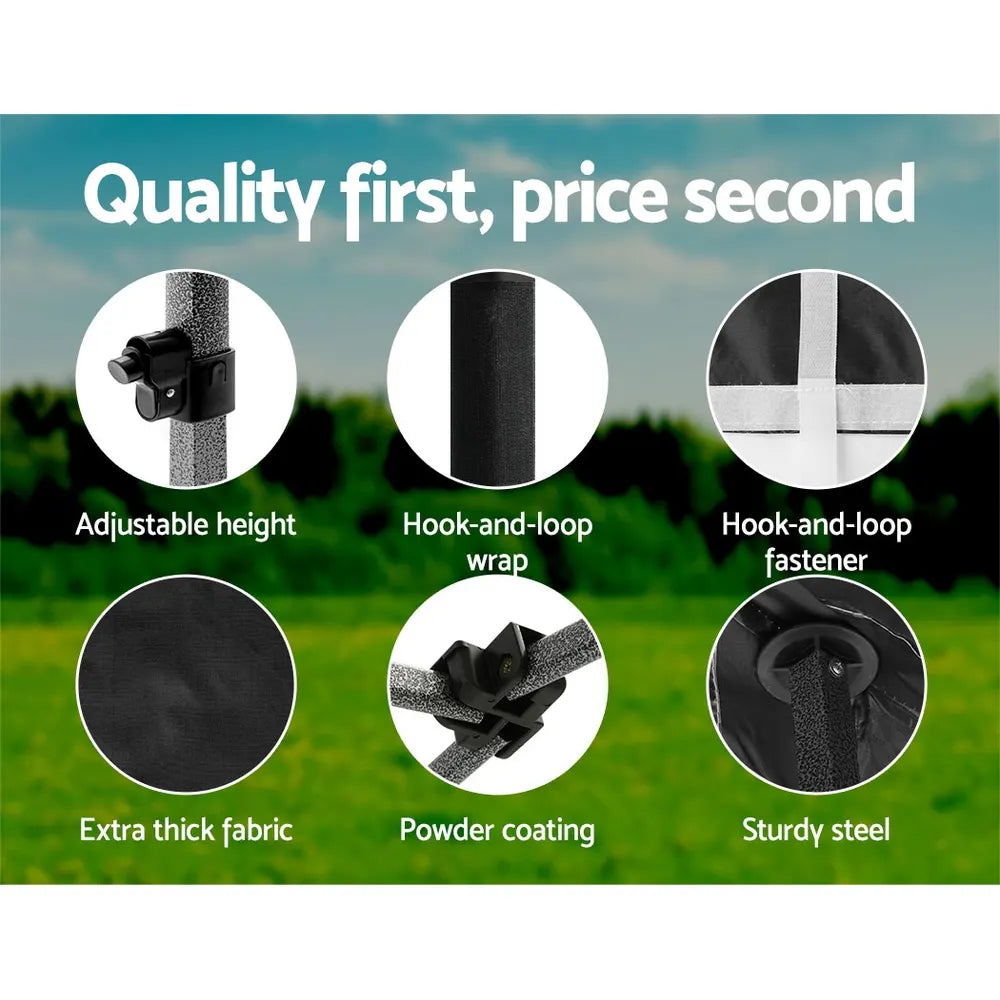 Instahut Gazebo Pop Up Marquee 3x3m Folding Tent Wedding Outdoor Camping Canopy Gazebos Shade Black - Image 6