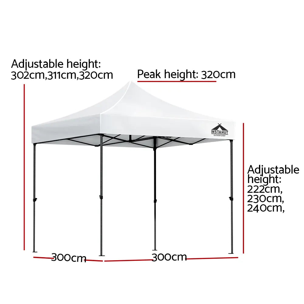 Instahut Gazebo Pop Up Marquee 3x3 Folding Tent Outdoor Camping 500D Oxford - Image 2