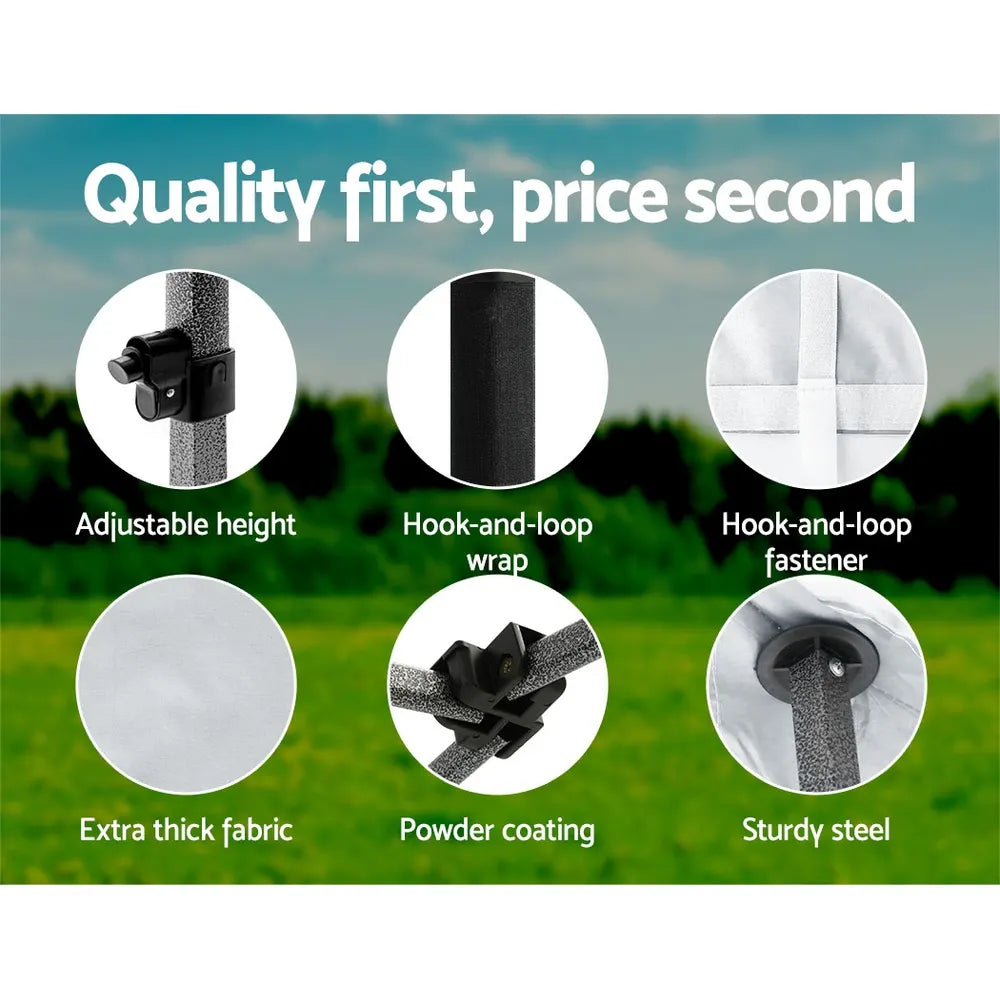 Instahut Gazebo Pop Up Marquee 3x3 Folding Tent Outdoor Camping 500D Oxford - Image 6