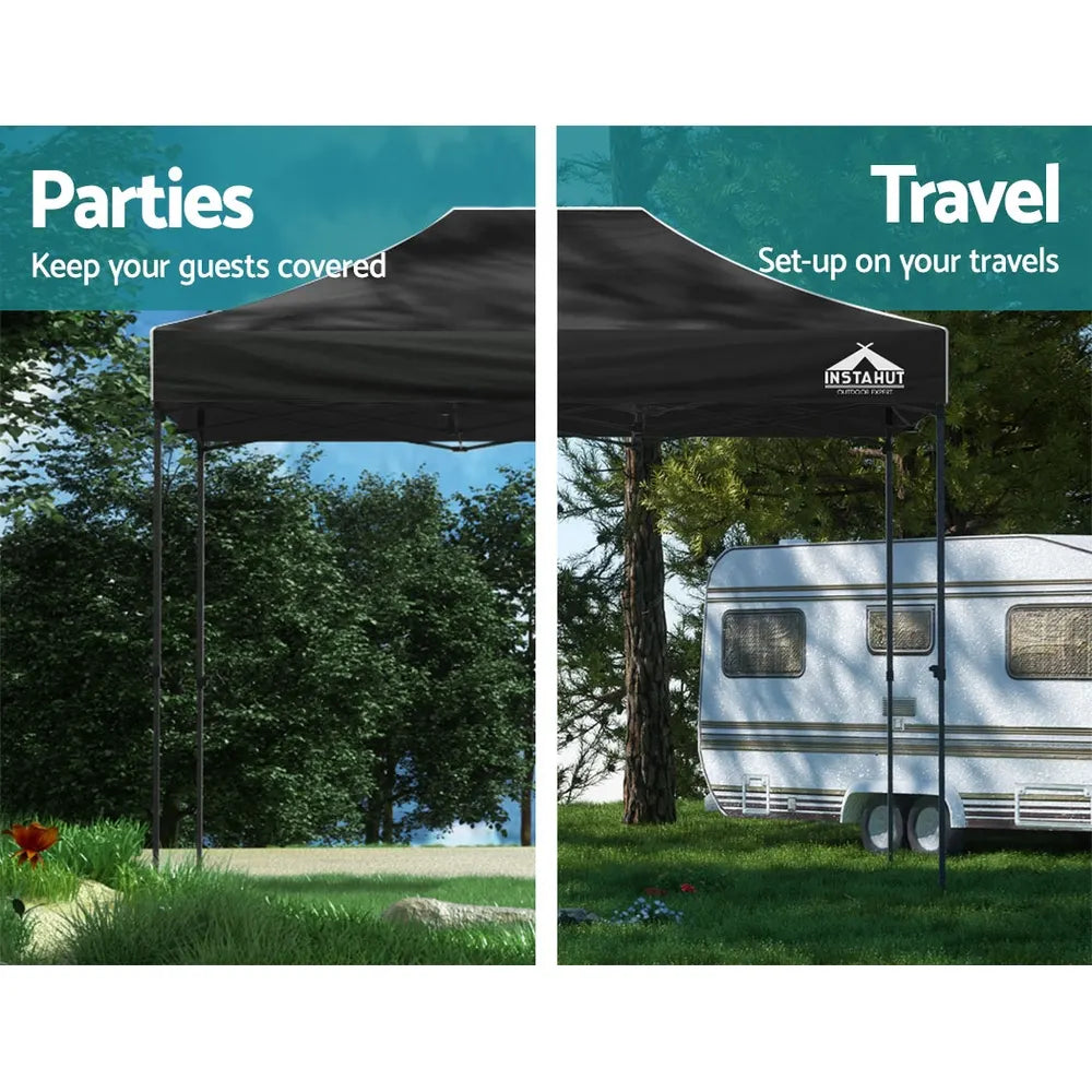 Instahut Gazebo Pop Up Marquee 3x4.5 Folding Tent 500D Wedding Camping Black - Image 4