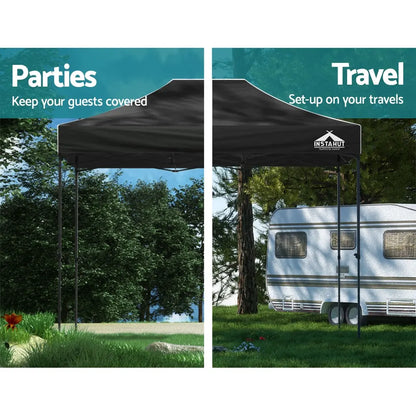 Instahut Gazebo Pop Up Marquee 3x4.5 Folding Tent 500D Wedding Camping Black - Image 4