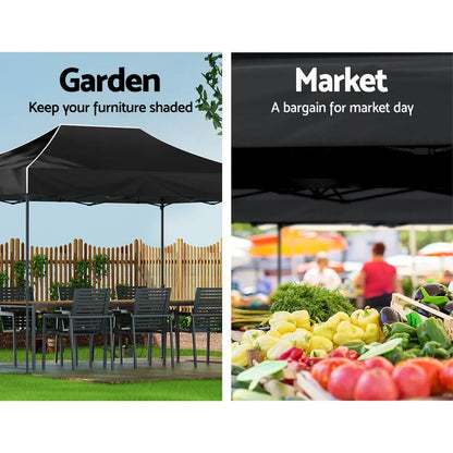 Instahut Gazebo Pop Up Marquee 3x4.5 Folding Tent 500D Wedding Camping Black - Image 5