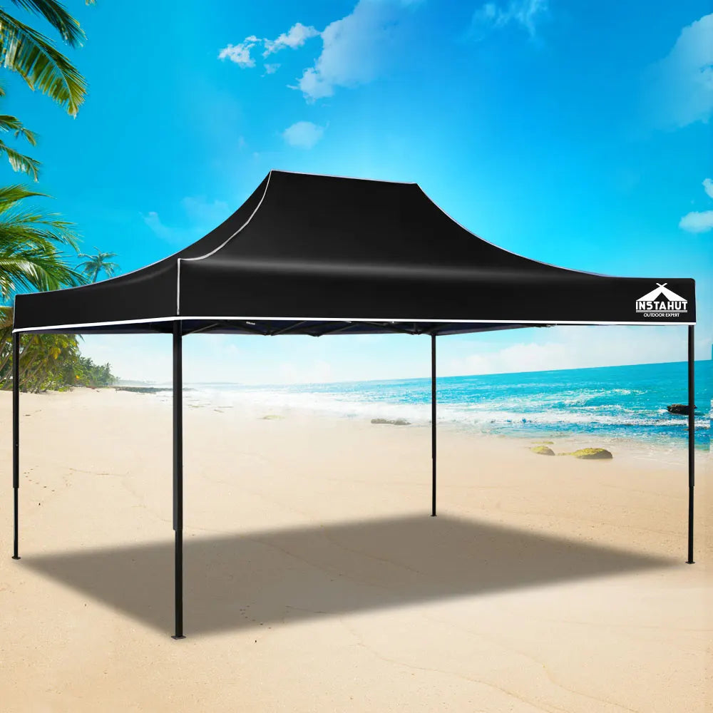 Instahut Gazebo Pop Up Marquee 3x4.5 Folding Tent 500D Wedding Camping Black - Image 7