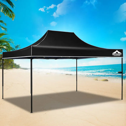 Instahut Gazebo Pop Up Marquee 3x4.5 Folding Tent 500D Wedding Camping Black - Image 7