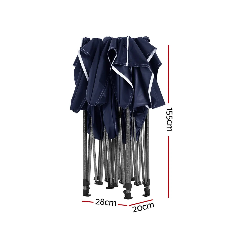 Instahut Gazebo Pop Up Marquee 3x4.5m Folding Tent Camping 500D Oxford Navy - Image 3