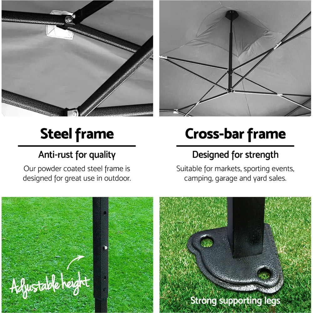 Instahut Gazebo Pop Up Marquee 3x4.5 Folding Tent 500D Oxford Fabric White - Image 4