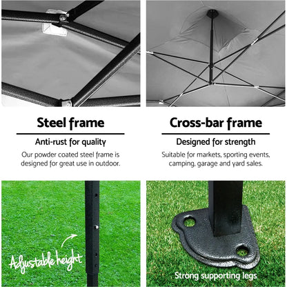 Instahut Gazebo Pop Up Marquee 3x4.5 Folding Tent 500D Oxford Fabric White - Image 4
