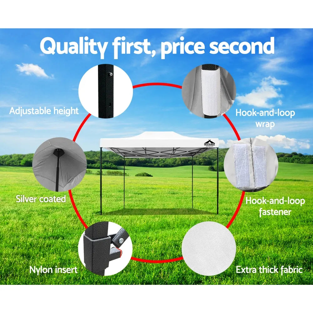 Instahut Gazebo Pop Up Marquee 3x4.5 Folding Tent 500D Oxford Fabric White - Image 6