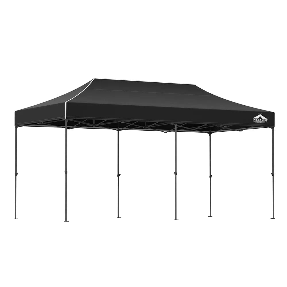 Instahut Gazebo Pop Up Marquee 3x6 Folding Tent Wedding 500D Camping Black - Image 8